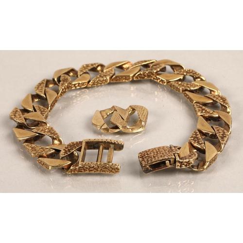 172 - 9ct gold chain bracelet, two spare links, 50g