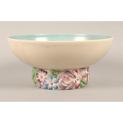 18 - Clarice Cliff floral pedestal bowl, 10cm high, 21.5cm diameter