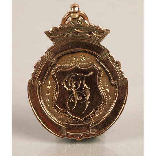 182 - 9ct gold medallion 'presented to Mr Joseph Turner from the Ayr Council of Scottish Farm Serv[ices] U... 