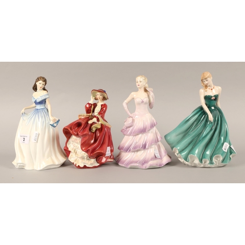 2 - Three Royal Doulton Figures, 'Charlotte' HN4092, 'Sarah' HN3978, 'Top O' The Hill' HN1834, and Coalp... 