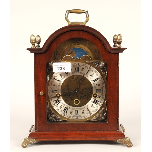 238 - Reproduction Dutch mantle clock with phase of the moon arch.