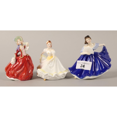 24 - Three miniature Royal Doulton figures to include 'Autumn Breezes' HN2176, 'Elaine' HN3214 & 'Nin... 