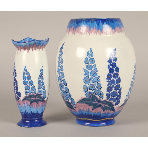 242 - Carltonware Delphinium pattern vase Rd 742986, 20cm and another smaller (2)