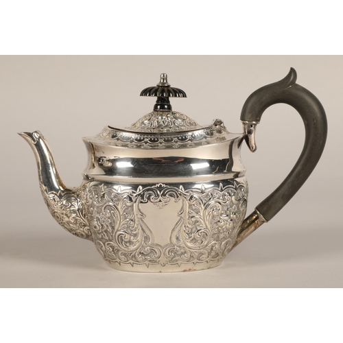 271 - Silver embossed bachelor's teapot, Glasgow 1893,273 grams