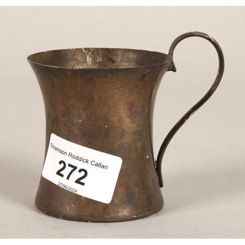 272 - Silver waisted christening mug, 7cm high, Sheffield 192695 grams