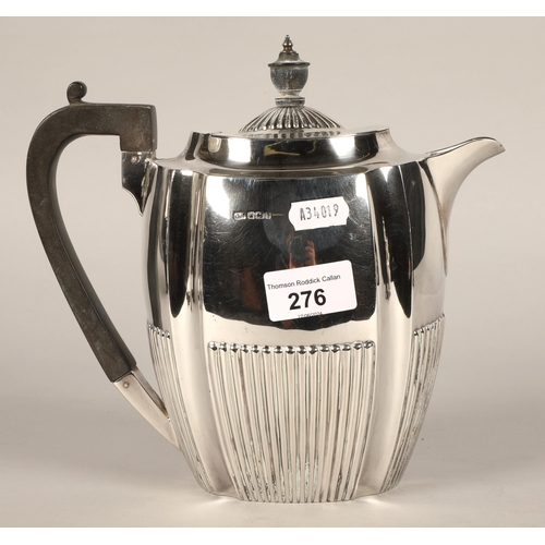 276 - Edward VII silver half fluted hot water jug, Sheffield 1902, Harrison Brothers & Howson502 grams... 