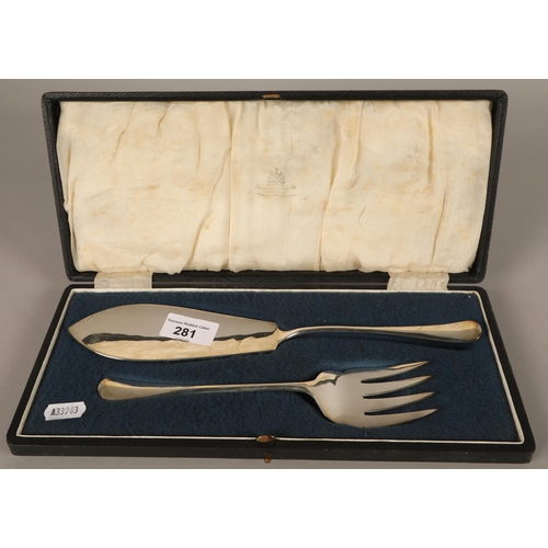 281 - Pair of silver dessert servers, Sheffield 1965, Edward & Sons