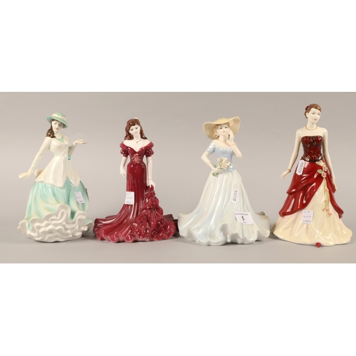 5 - Two Royal Doulton figures, 'Emily' HN4817 and 'Lorraine' HN4301, and two Coalport, Four Seasons Spri... 