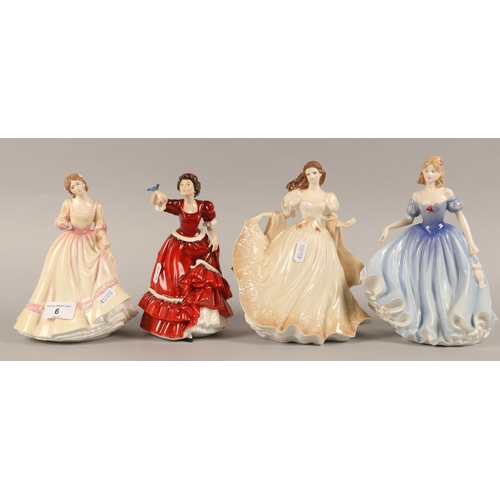 6 - Three Royal Doulton Figures, 'Melissa' HN3977, 'Yours Forever' HN3354, 'Pauline' HN3643, and Royal W... 