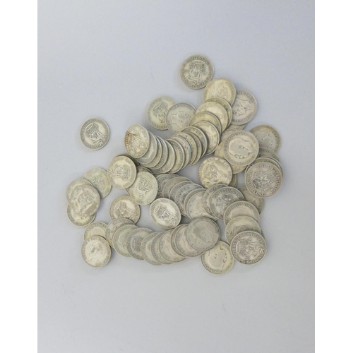 266 - United Kingdom. Large collection of .500 grade pre-1947 silver shillings 418.5g