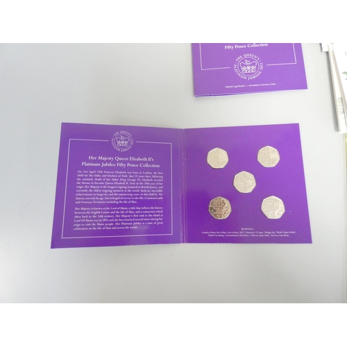 272 - Collection of British and regional coin sets to include two Isle of Man 2022 Platinum Jubilee 50 pen... 