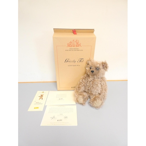 37 - Steiff. Grizzly Ted teddy bear, 2004, white tag 661402, produced exclusively for UK and Ireland, car... 