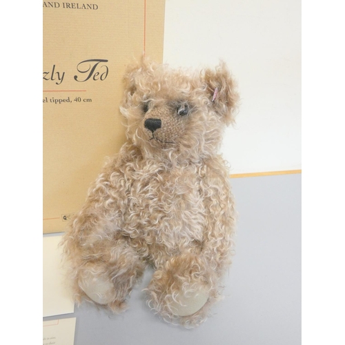 37 - Steiff. Grizzly Ted teddy bear, 2004, white tag 661402, produced exclusively for UK and Ireland, car... 