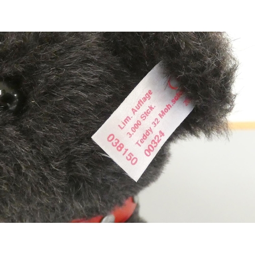 38 - Steiff. Black teddy bear, 2004, white tag 038150, produced exclusively for UK and Ireland, black alp... 