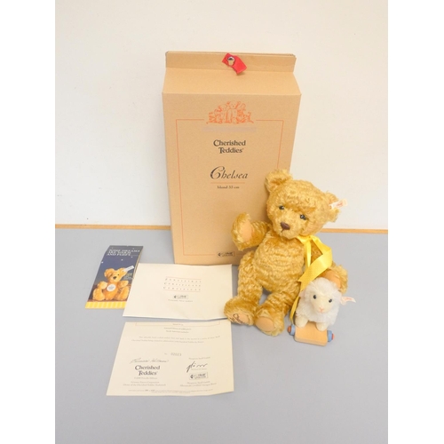 40 - Steiff. Chelsea ''Cherished Teddies'' teddy bear, 2000, white tag 665912, produced exclusively for N... 