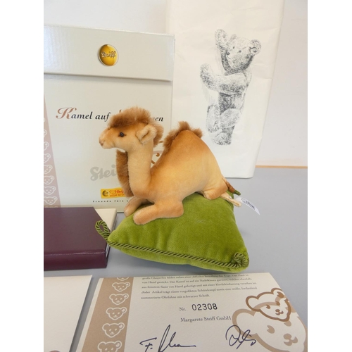 46 - Steiff. 1904 Camel Pin Cushion, 2005 Club Edition, white tag 420474. Complete with history book, cer... 