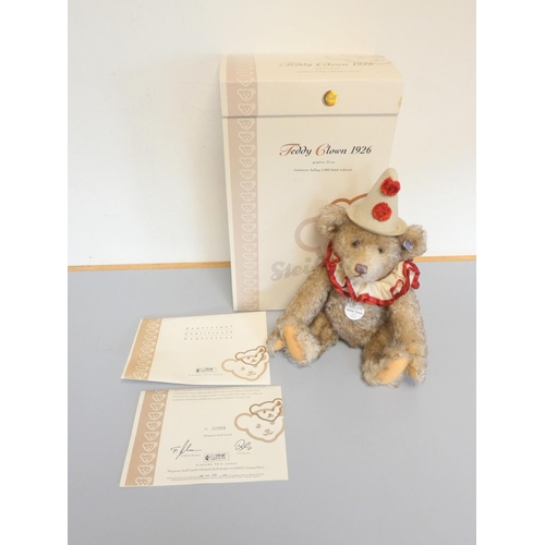 49 - Steiff. 1926 Clown Teddy Bear, 2005, white tag 404214, grey tipped mohair. Complete with certificate... 