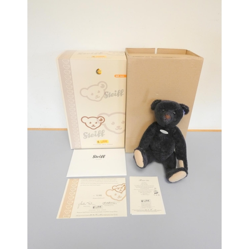 50 - Steiff. 1908 Replica Black Teddy Bear, 2008, white tag 408564, black mohair with tip growler. Comple... 