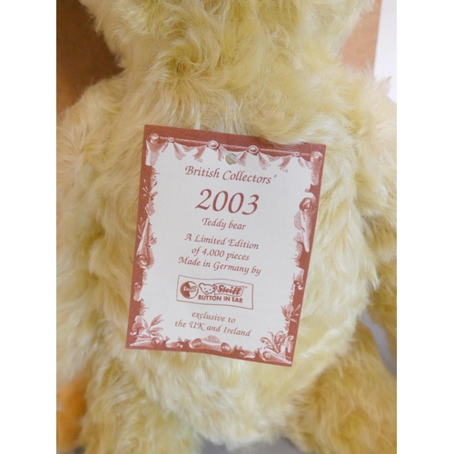 51 - Steiff. British Collector's Yellow Teddy Bear, 2003, white tag 660955, produced exclusively for UK a... 