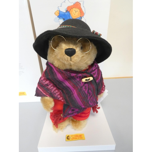 53 - Steiff. Paddington Aunt Lucy Teddy Bear, 2006, white tag 662409, in blonde mohair with shawl and gol... 