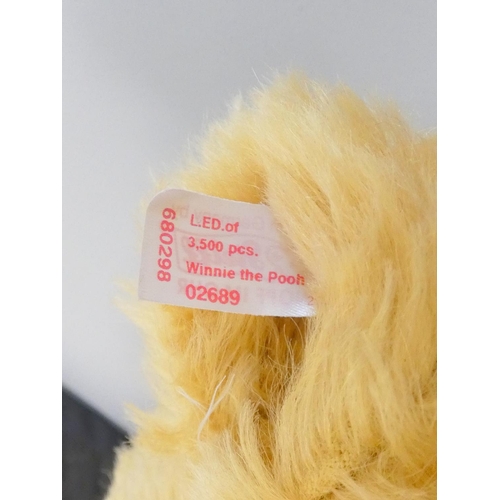 60 - Steiff. Winnie the Pooh Teddy Bear, 2004, white tag 680298, in yellow mohair with red waistcoat. Com... 