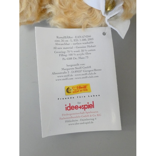 65 - Steiff. Rumalbarer clown Teddy Bear, 2003, white tag 674266 in golden mohair. Complete with box, 10.... 