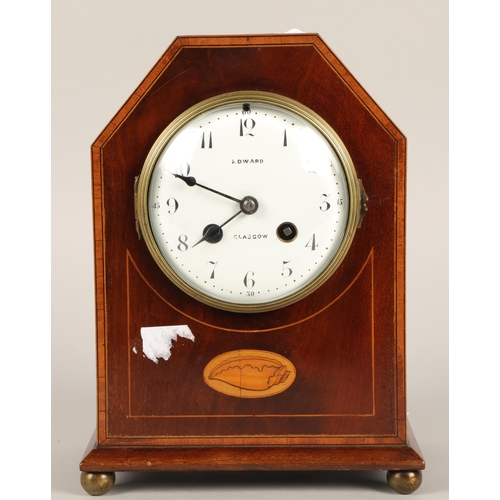 29 - Edward Glasgow inalid mahogany mantel clock, 24cm high