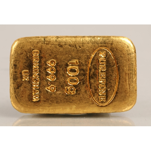 94 - 24K gold ingot, 100g (99.9g), Purefine, Birmingham UK