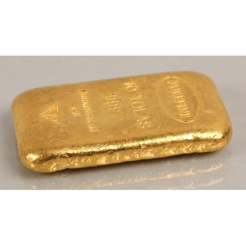 96 - 24K gold ingot, 10 Tolas (116.4g), Purefine, Birmingham UK