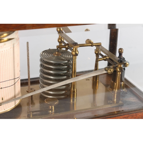 299 - Edwardian oak cased barograph, c1910, the glazed case over single drawer on bracket feet, H22cm.