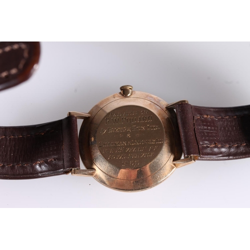 195 - Gentlemans 1960s Tudor shock resistant 9ct gold wristwatch, the silvered dial with baton hands and m... 