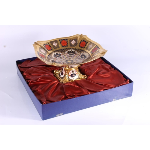 328 - Royal Crown Derby Imari pattern 1128 large pedestal bowl, in original box, W26cm.