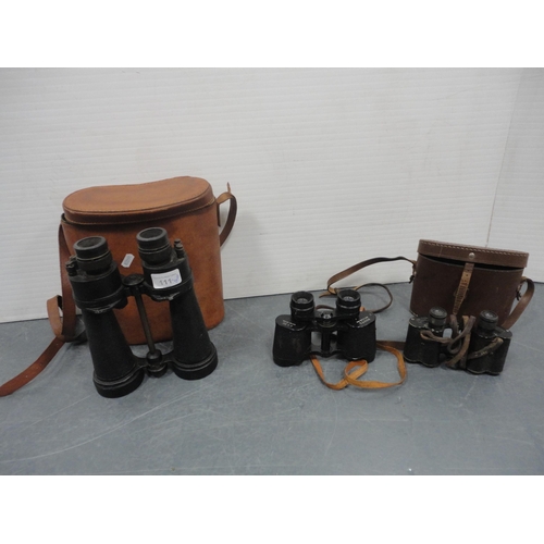 111 - Pair of Barr & Stroud military-issue binoculars, serial no. 64924, cased, another pair of Boots ... 