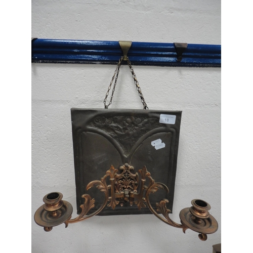 18 - Arts & Crafts beaten copper wall sconce.