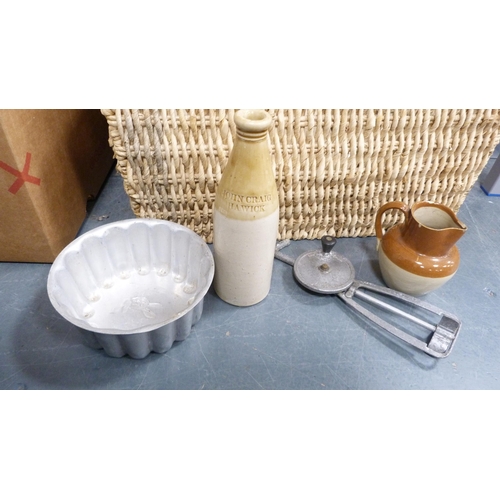 207 - Carton containing various ceiling light shades and a glass oil lamp funnel, and another carton conta... 