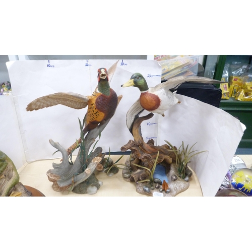 223 - Franklin Mint mallard figure, Franklin Mint ring-necked pheasant figure, modern Enchantica and other... 