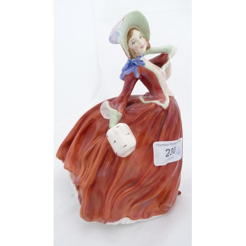 230 - Four Royal Doulton figures to include 'Autumn Breezes', 'Enchantment', 'Happy Anniversary' and 'The ... 