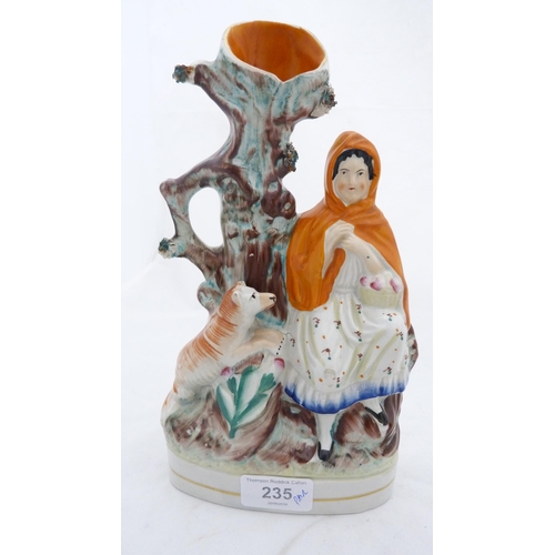 235 - Pair of Staffordshire flatback spill vases in the form of Little Red Riding Hood.  (2)