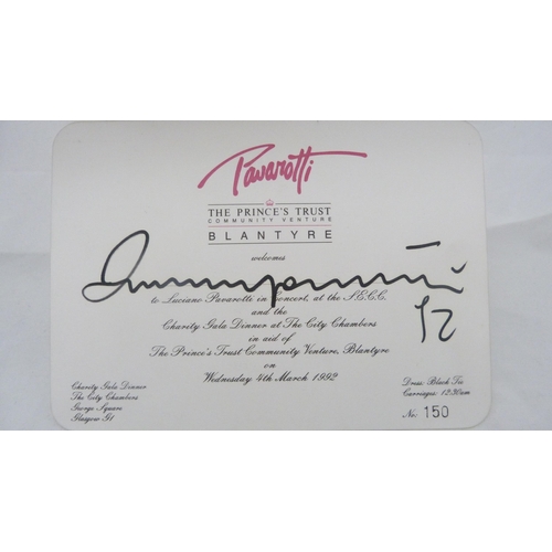 255 - Gala concert ticket for Pavarotti for the Prince's Trust, SECC Glasgow, 1992, with programme and rel... 