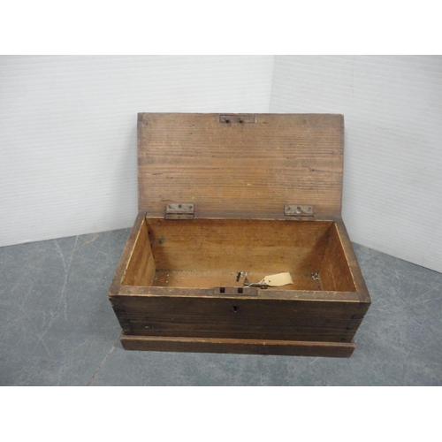 63 - Victorian pitch pine apprentice-type box in the form of a blanket chest, and a set of bellows. ... 