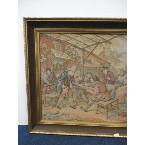 8 - Reproduction Flemish-style wall tapestry, framed.