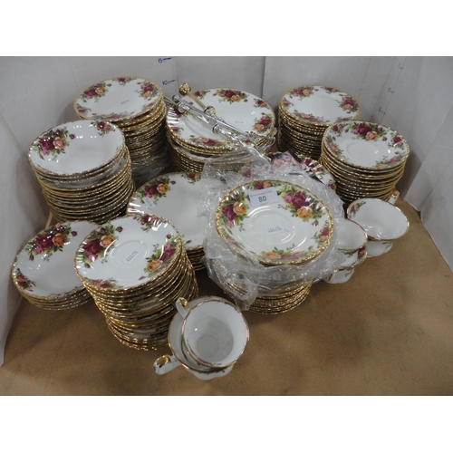 80 - Large quantity of Royal Albert 'Old Country Roses' tea, coffee and dinnerwares.