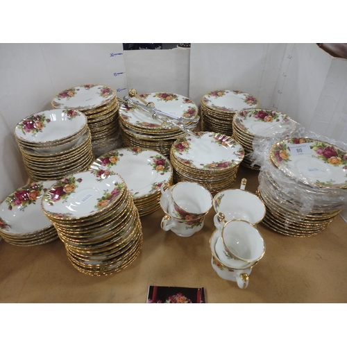 80 - Large quantity of Royal Albert 'Old Country Roses' tea, coffee and dinnerwares.