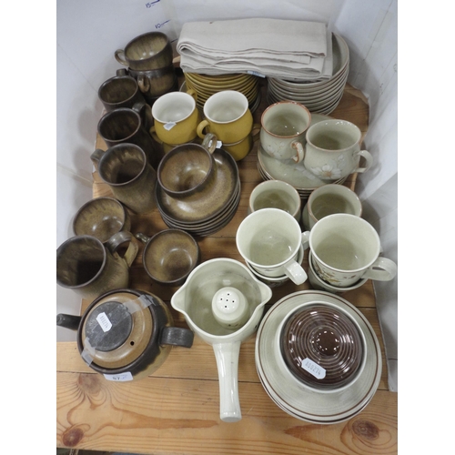 87 - Collection of Denby 'Romany Brown' 'Daybreak' and 'Ode' pattern teawares, also Royal Doulton 'Wild C... 