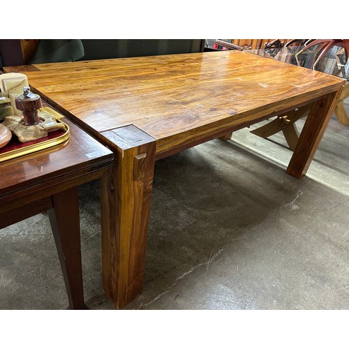 627 - Large sheesham hardwood dining table, H 78cm, W 180cm, D 91cm