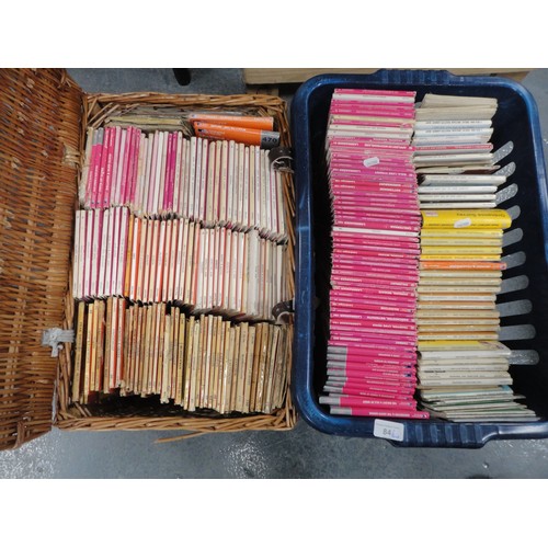 84 - Carton and a wicker hamper containing a large collection of Ordnance Survey maps.