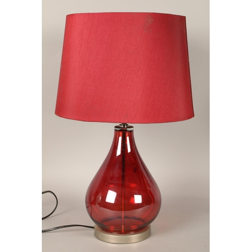 625 - Contemporary cranberry glass based table lamp