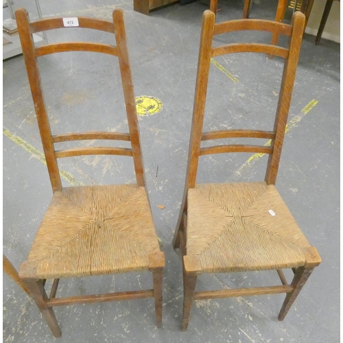 443 - Pair of Arts and Crafts style rush seated chairs.