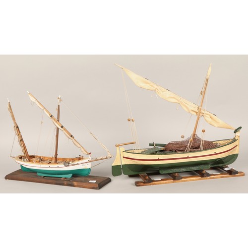 678 - Two wooden sailing boat models