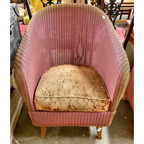 685 - Pink Lloyd Loom chair and blanket box ottoman